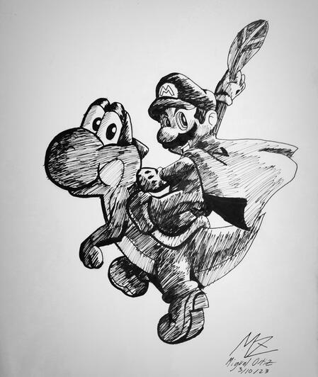Mario on Yoshi (Super Mario World)